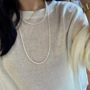 4mm天然淡水AK珍珠极光正圆无暇 特选120cm超长多种戴法毛衣链