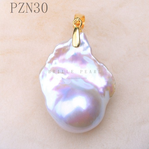 天然淡水巴洛克异形珍珠 S925银珍珠吊坠项链 极光幻彩吊坠 PZN