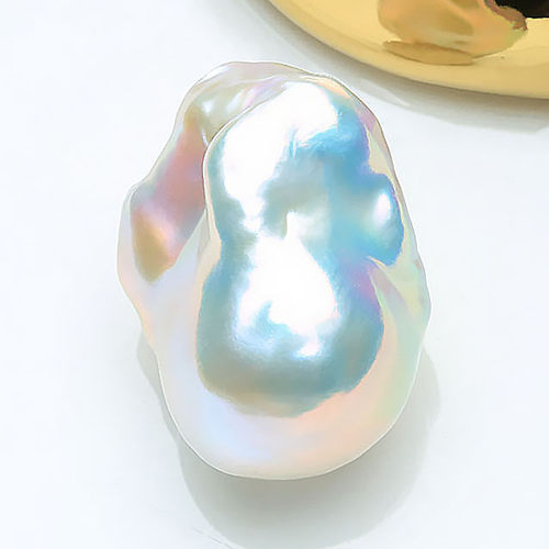 天然淡水巴洛克珍珠白色冷光银蓝