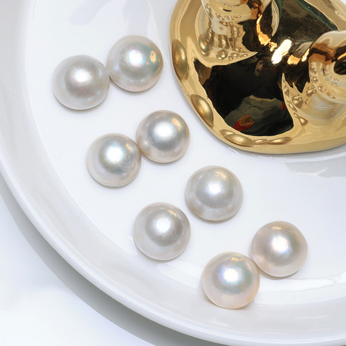 银灰粉海水马贝珍珠清仓可定制