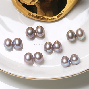 淡水真多麻色幻彩水滴形裸珠配对 散珠diy耳钉耳坠耳线 珍珠耳饰