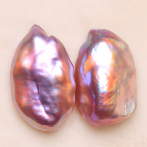 天然淡水异形巴洛克珍珠配对炫彩