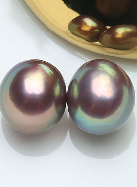 【滑皮巴】8MM天然色淡水巴洛克珍珠油画散珠5A配对定制糖果BSP
