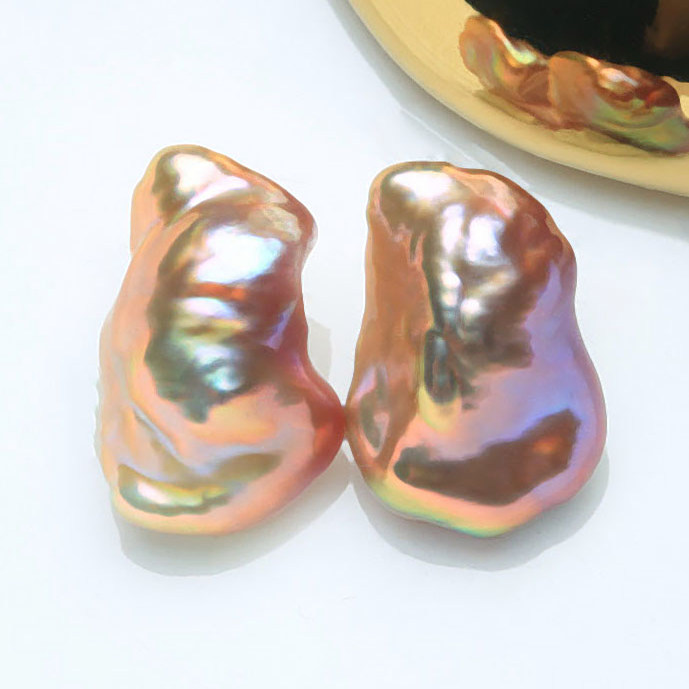 炫彩天然色淡水无核泥巴珠对珠