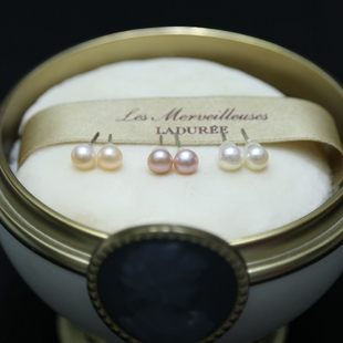 天然淡水馒头珍珠耳钉 简约气质 韩版日系保色镀金针耳堵送礼洋气