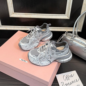 百搭厚底运动潮鞋 歌诗茵真皮老爹鞋 网面透气休闲鞋 新款 女2026春季