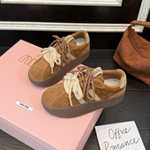 女2026新款 春季 厚底百搭休闲板鞋 歌诗茵复古德训鞋 百搭绒面松糕鞋