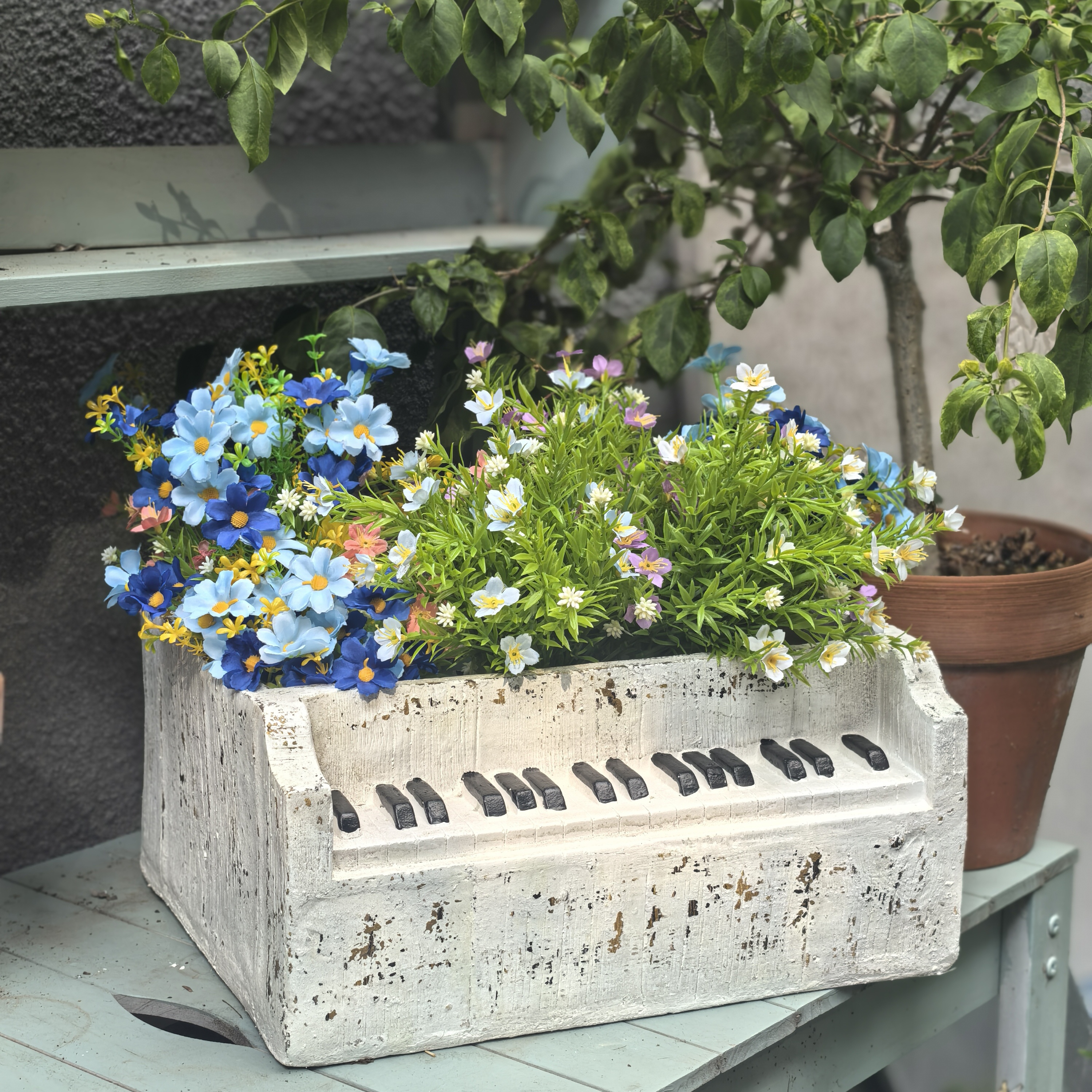 户外花园氧化镁钢琴法式花园装饰品花盆