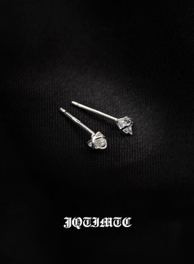 JQTIMTC《雪山》通体s925纯银简约基础款锆石镶嵌养耳洞耳饰品