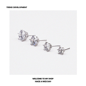 JQTIMTC 日常 s925纯银耳饰情侣锆石镶钻嘻哈街头潮流耳钉男女