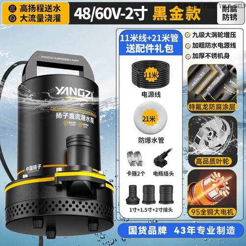 12v抽水泵48v电动车抽水泵电瓶车专用大功率农用灌溉直流潜水泵72