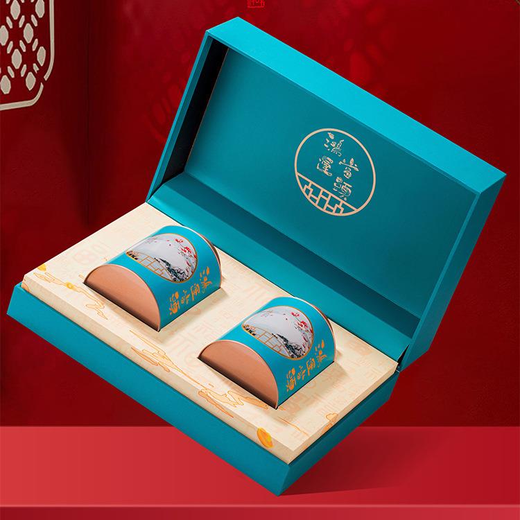 2023春节新款岩茶叶两双罐装通用单枞礼品盒红茶金骏眉三罐空盒.