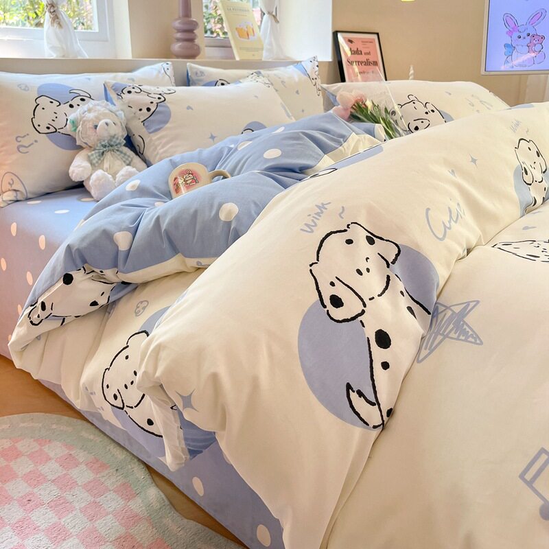 纯棉床上四件套100全棉儿童床品学生宿舍床单人三件套被套女4轻柔