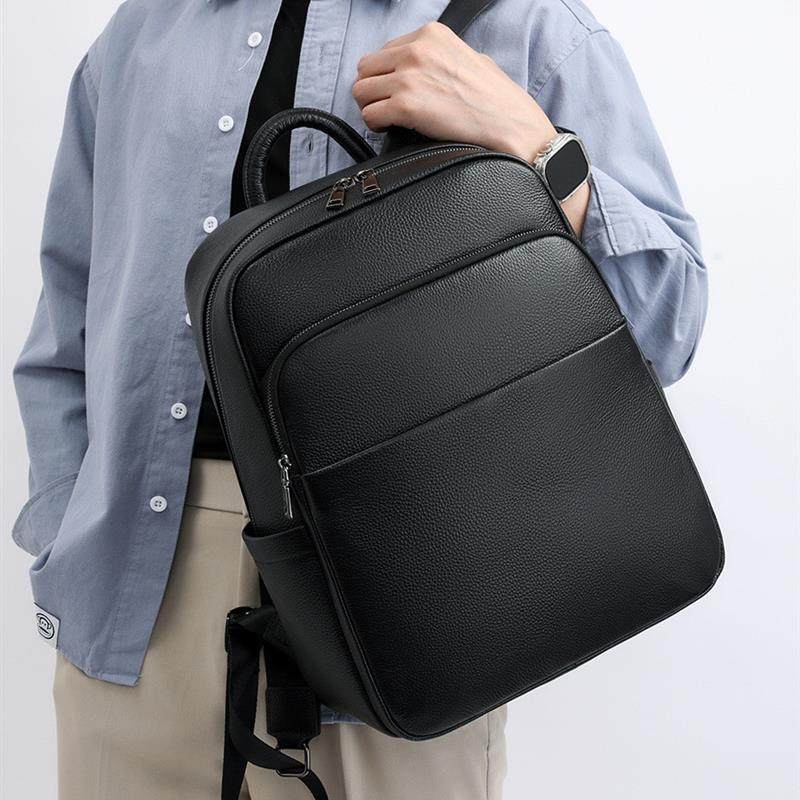 头层牛皮双肩包男女情侣款商务简约百搭电脑包高级感小号旅行书包