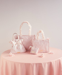 玫瑰日代在途maison de fleur蕾丝樱花蝴蝶结木耳边看手提斜挎包