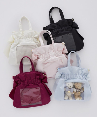 玫瑰日代现货Maison de FLEUR固定蝴蝶结缎面手提斜挎痛包透明包