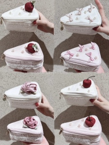 玫瑰日代 现货 Maison de Fleur 玫瑰花蝴蝶结樱桃草莓蛋糕化妆包