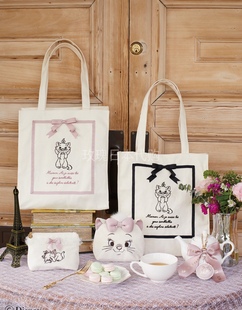 玫瑰日代 Fleur迪士尼瑪麗貓刺繡化妝包帆布單肩包 現(xiàn)貨Maison