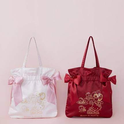 玫瑰日代maison de fleur三丽鸥hello kitty缎面固定蝴蝶结单肩包