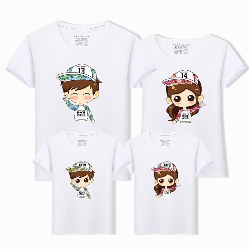 亲子装纯棉休闲一家三口四口T恤