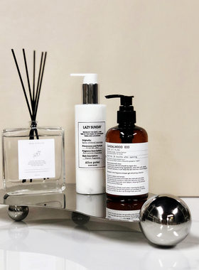 现代简约样板房卫浴不规则艺术托盘香薰沐浴露乳液瓶组合软装摆件