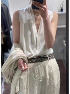 外套薄款 25春夏精仿羊毛针织背心女气质V领短款 冰丝外搭披肩上衣