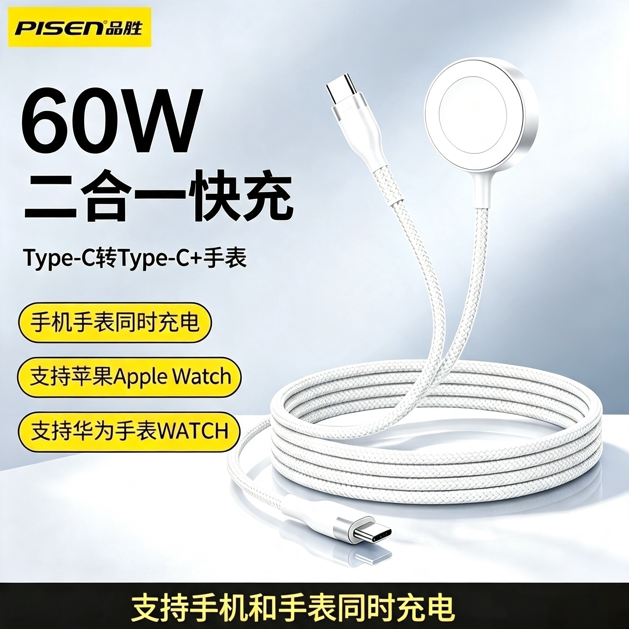 适用苹果手表手机二合一充电线