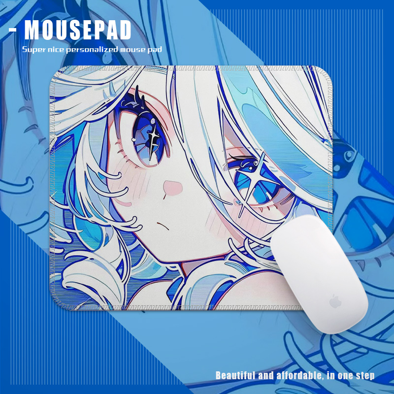 原神芙宁娜动漫鼠标垫方形小号锁边加厚学生家用防滑耐脏键盘桌垫