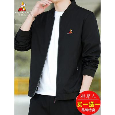 稻草人棒球领夹克男款宽松休闲风