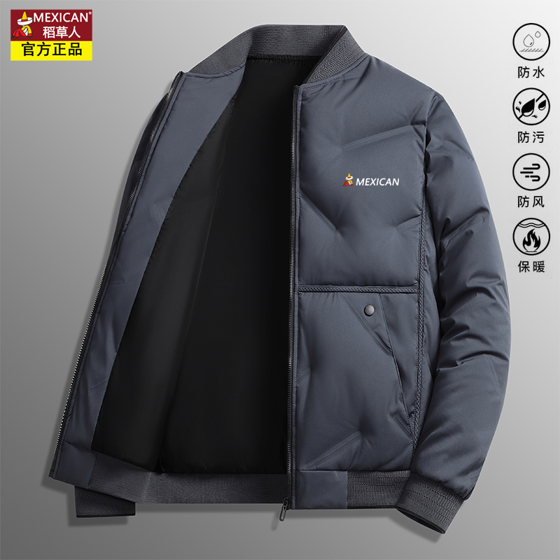 稻草人羽绒棉服男士冬季新款大码立领棉衣中年爸爸装加厚保暖夹克