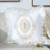 高档北欧式 沙发抱枕腰靠枕靠垫套子不含芯汽车法式 蕾丝白色可定做