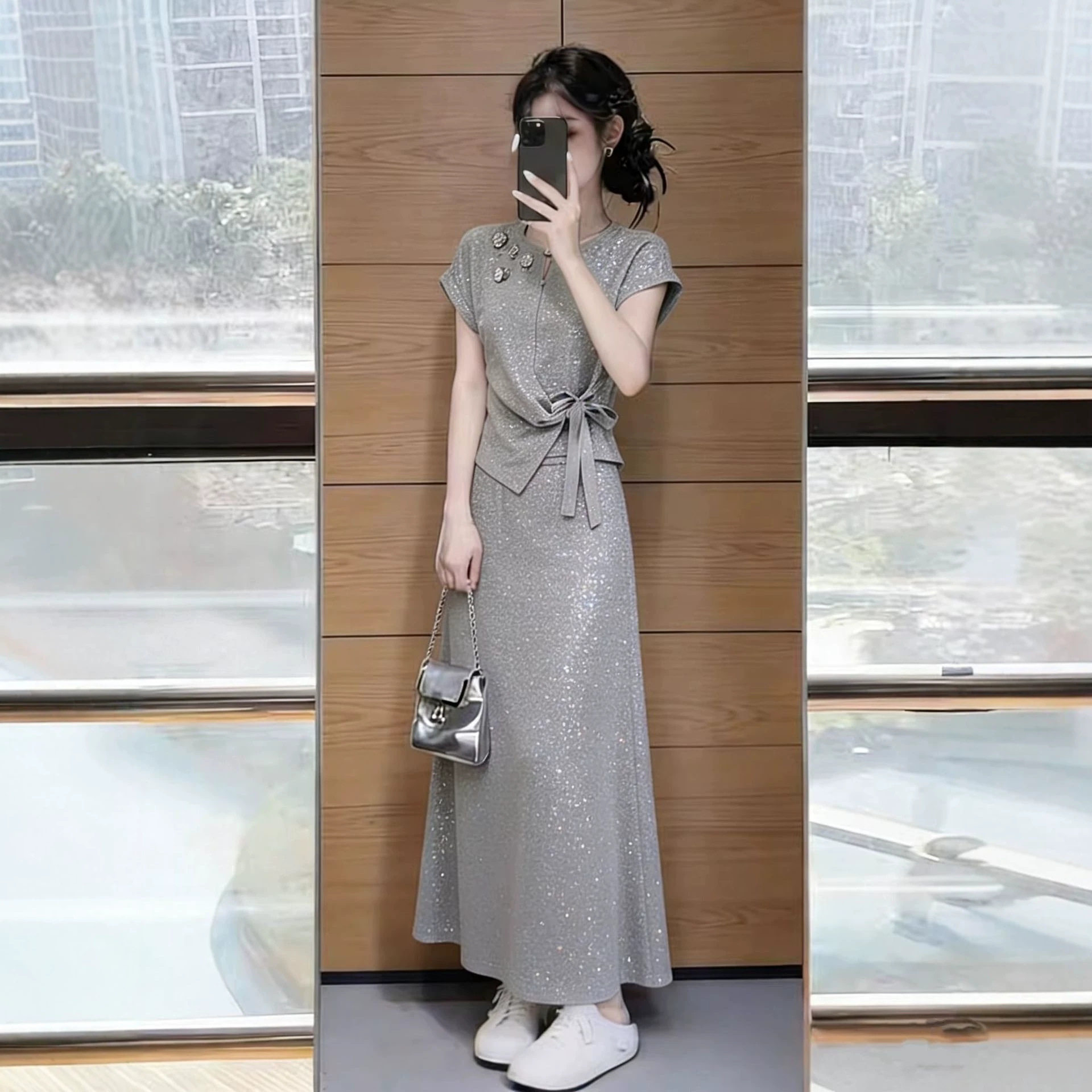 2613巨好看夏装一整套裙夏季高级感短袖T恤长裙套装连衣裙两件套