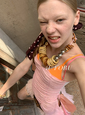 小众设计感复古做旧项链女高级感串珠锁骨链