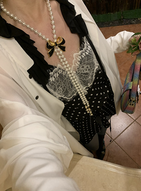 中古款vintage复刻欧美夸张重工项链高品质玻璃贝珠蝴蝶结款项链