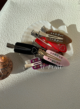 小众ins镶钻贴钻花朵爱心无痕夹边夹刘海夹鸭嘴夹发卡碎发夹