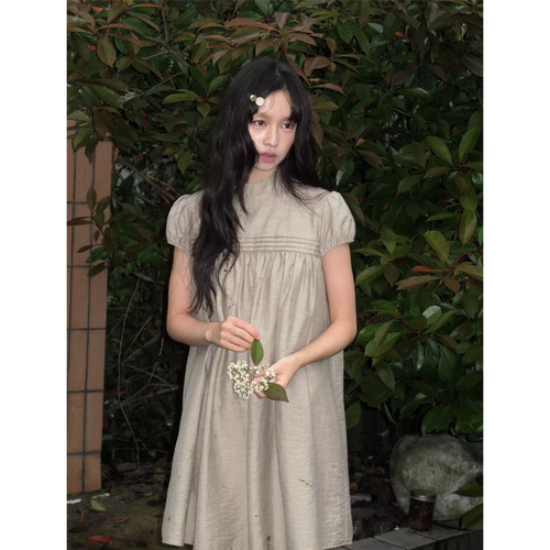 doryd中长款娃娃领衬衫连衣裙2026夏季新款宽松泡泡袖衬衫裙女