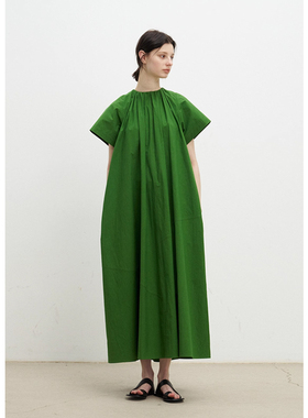 Rewe Collectio 19 60支高支高密领口橡筋抽褶长款连衣裙13108