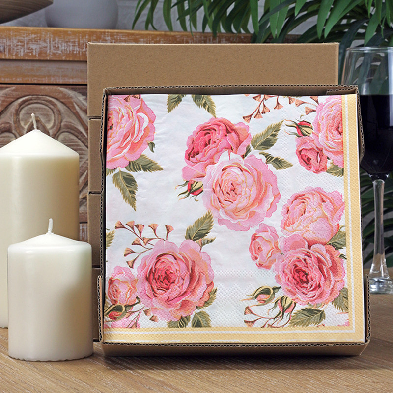 三层加厚香槟色婚礼印花餐巾纸家用纸餐垫粉色玫瑰花彩色纸巾50张,洗护清洁剂/卫生巾/纸/香薰,餐巾纸,淘宝优惠券,粉丝福利购,淘宝优惠卷