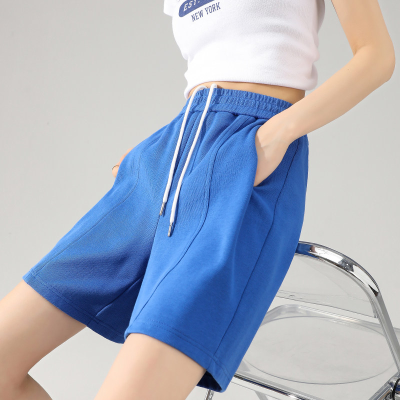 运动短裤女夏季高腰显瘦2022新款休闲阔腿宽松中裤大码五分裤薄款