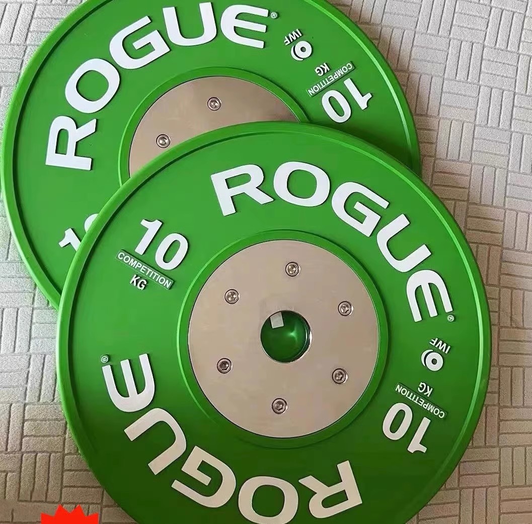 杠铃片大孔ROGUE竞技片举重橡胶片彩色组合片高端健身房工作室