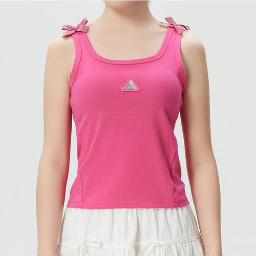 adidas女经典蝴蝶结吊带背心T恤