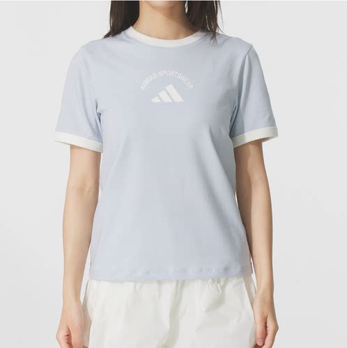 adidas修身高腰短款女短袖T恤