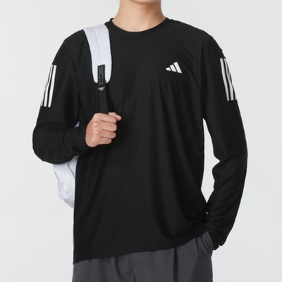 阿迪达斯男女跑步速干长袖T恤