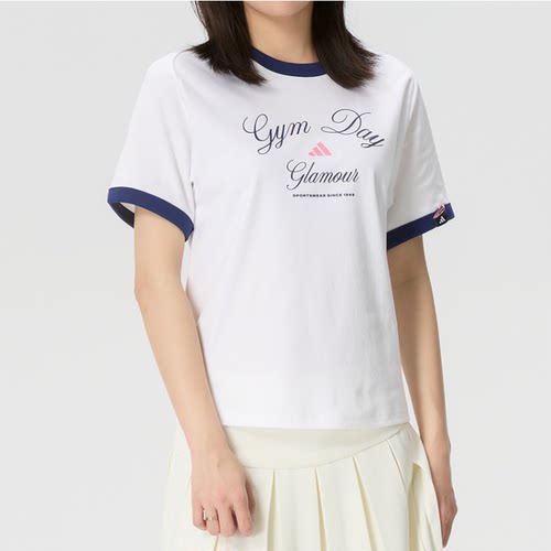 阿迪达斯女字母印花短袖T恤