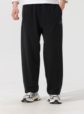 adidas阿迪达斯黑色直筒运动裤2025夏男休闲运动针织长裤 JL6073