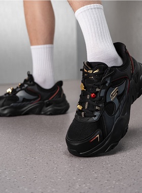Skechers斯凯奇26新款男子新款时尚舒适缓震闪穿休闲老爹鞋802030
