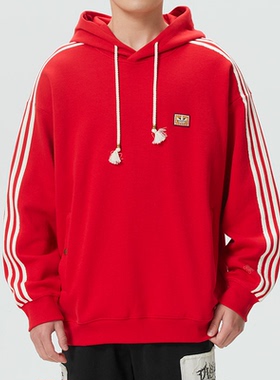Adidas三叶草26年马年新年款男子连帽运动套头卫衣KT0645 KT0646
