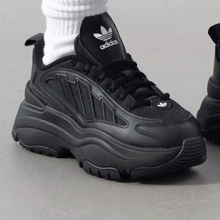 OZGAIA W厚底经典黑色老爹鞋女子adidas阿迪达斯三叶草JQ4110