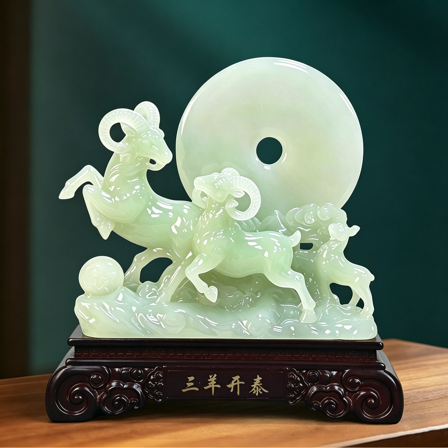 三羊开泰玉石生肖羊摆件客厅玄关博古架办公室装饰品乔迁开业礼物
