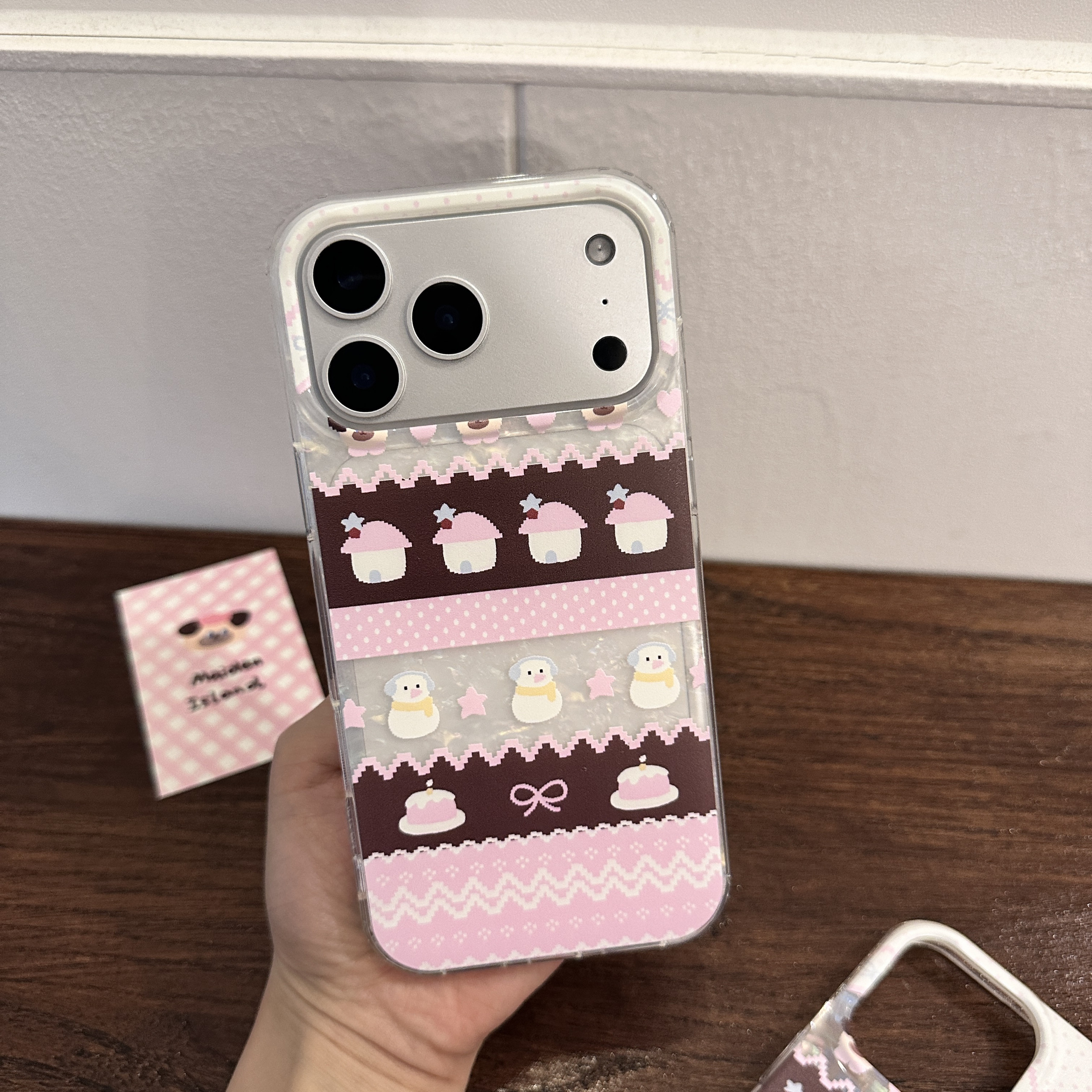 少女岛原创费尔岛插画可爱卡通手机壳保护套苹果17